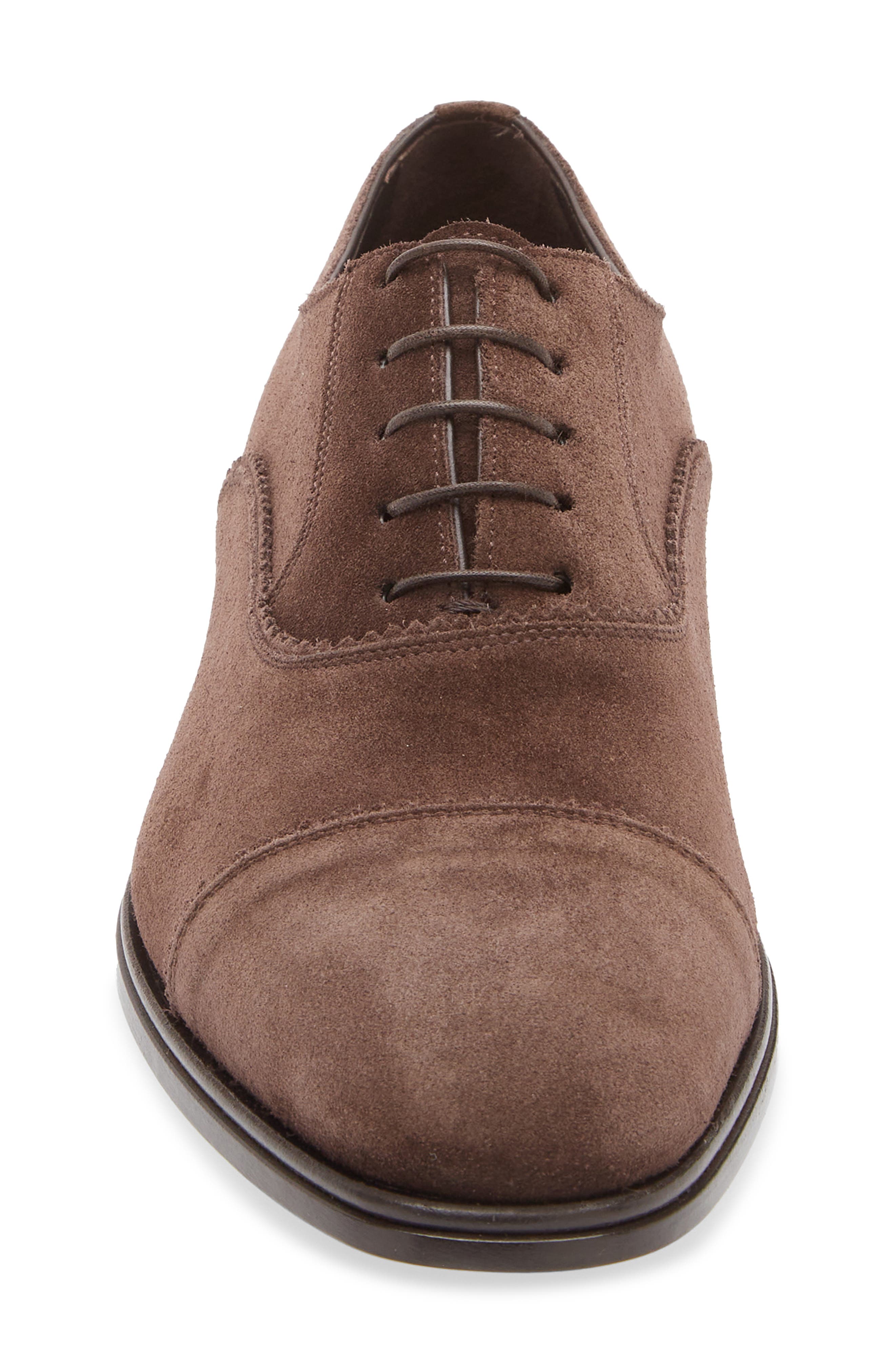 FERRAGAMO Boston Cap Toe Oxford, Alternate, color, Bark