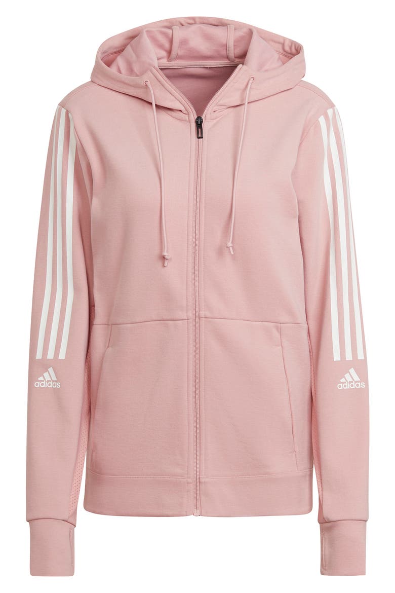 Zip-up Three Stripe Sweatshirt, Main, color, WONDER MAUVE