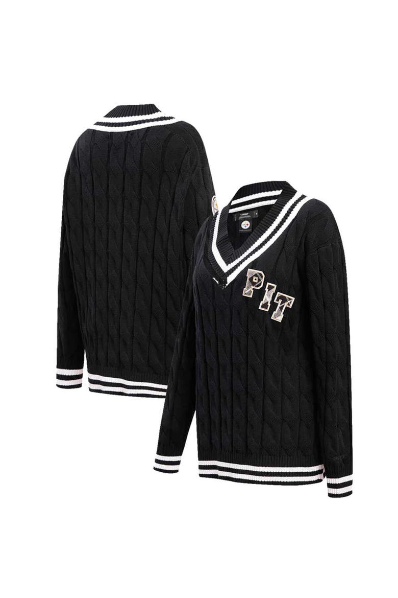 Women's Pro Standard  Black Pittsburgh Steelers Prep V-Neck Pullover Sweater, Main, color, Black
