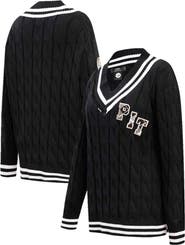 PRO STANDARD Women's Pro Standard  Black Pittsburgh Steelers Prep V-Neck Pullover Sweater