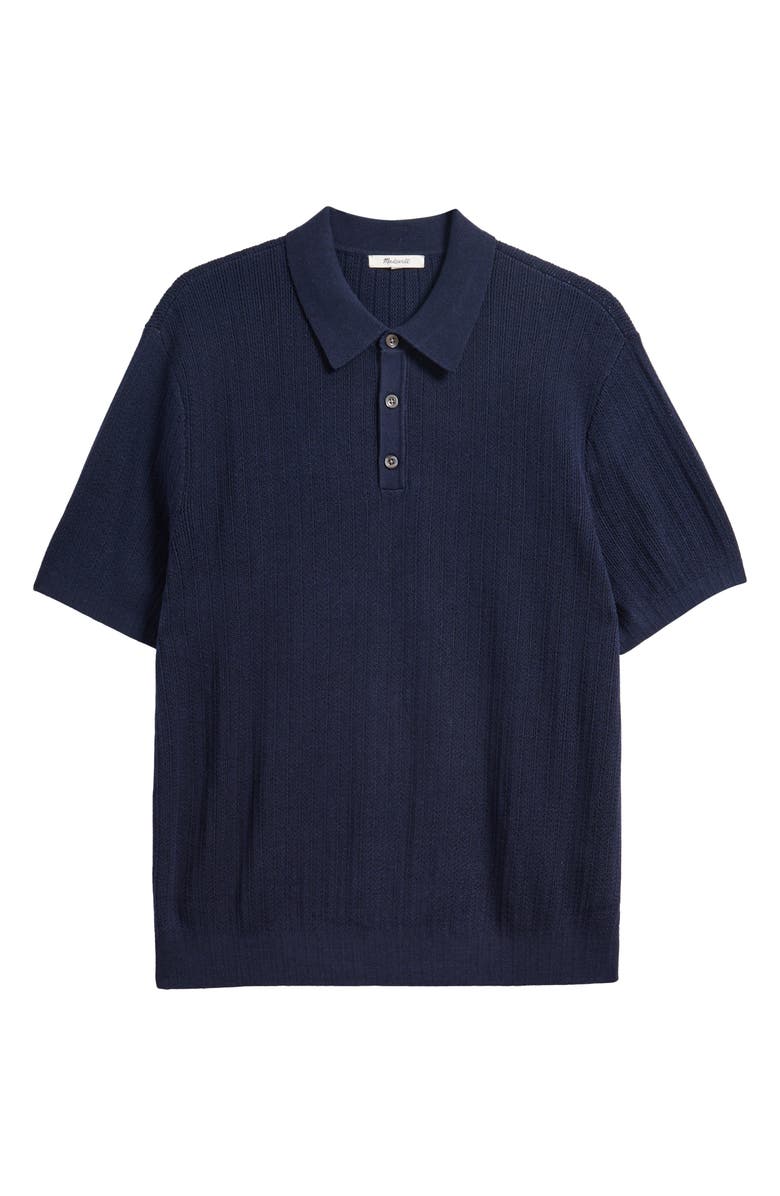 Madewell Tuck Stitch Three-Button Polo Sweater, Alternate, color, Midnight Navy
