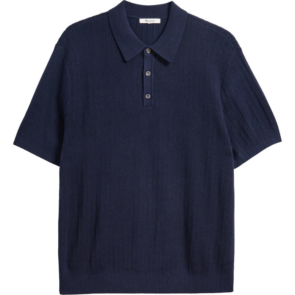 Madewell Tuck-stitch Three-button Sweater Polo In Blue