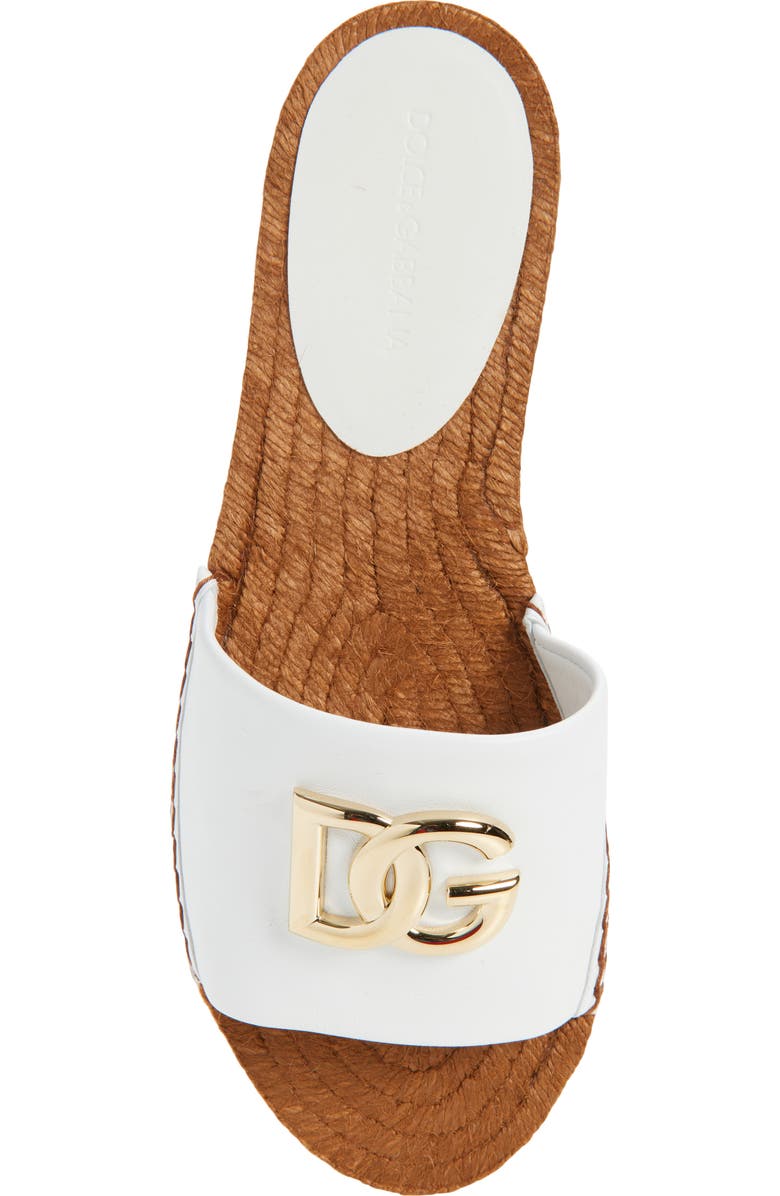 Dolce&Gabbana DG Logo Espadrille Flat Sandal, Alternate, color, Optical White