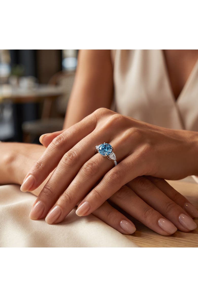 3 1/2Ct Fancy Blue Lab Grown Accent Diamond Engagement Ring 14k Gold, Alternate, color, 14k Yellow Gold