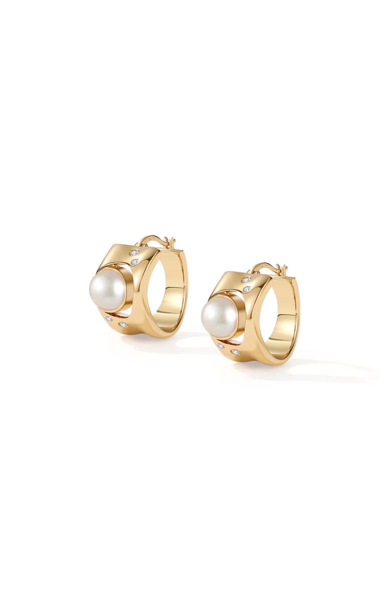 RC RETRO CHIC Dawn Light Pearl Hoop Earrings, Main, color, Gold & White