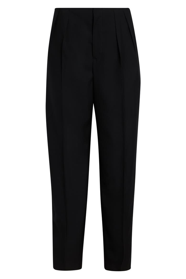 Relaxed Pleated Virgin Wool Trousers, Alternate, color, BLACK