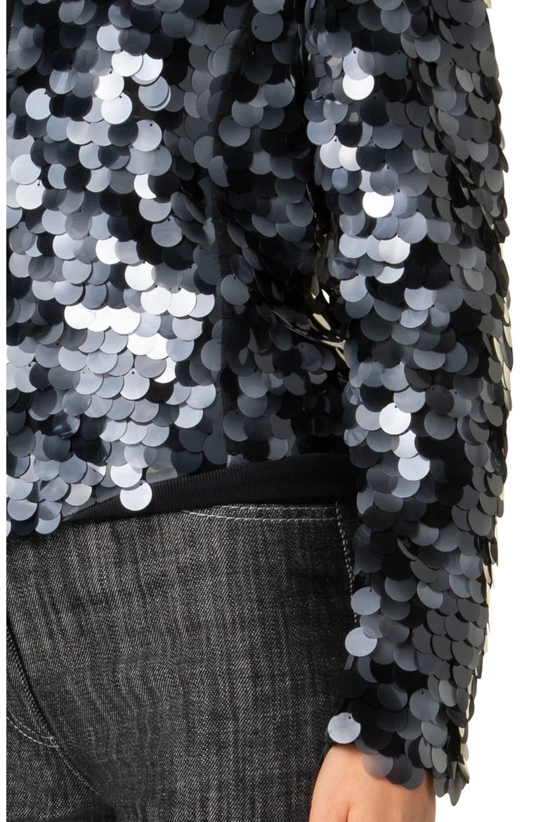Dot Paillette Bomber Jacket, Alternate, color, BLACK