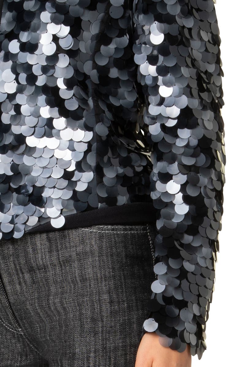 Akris punto Dot Paillette Bomber Jacket, Alternate, color, Black