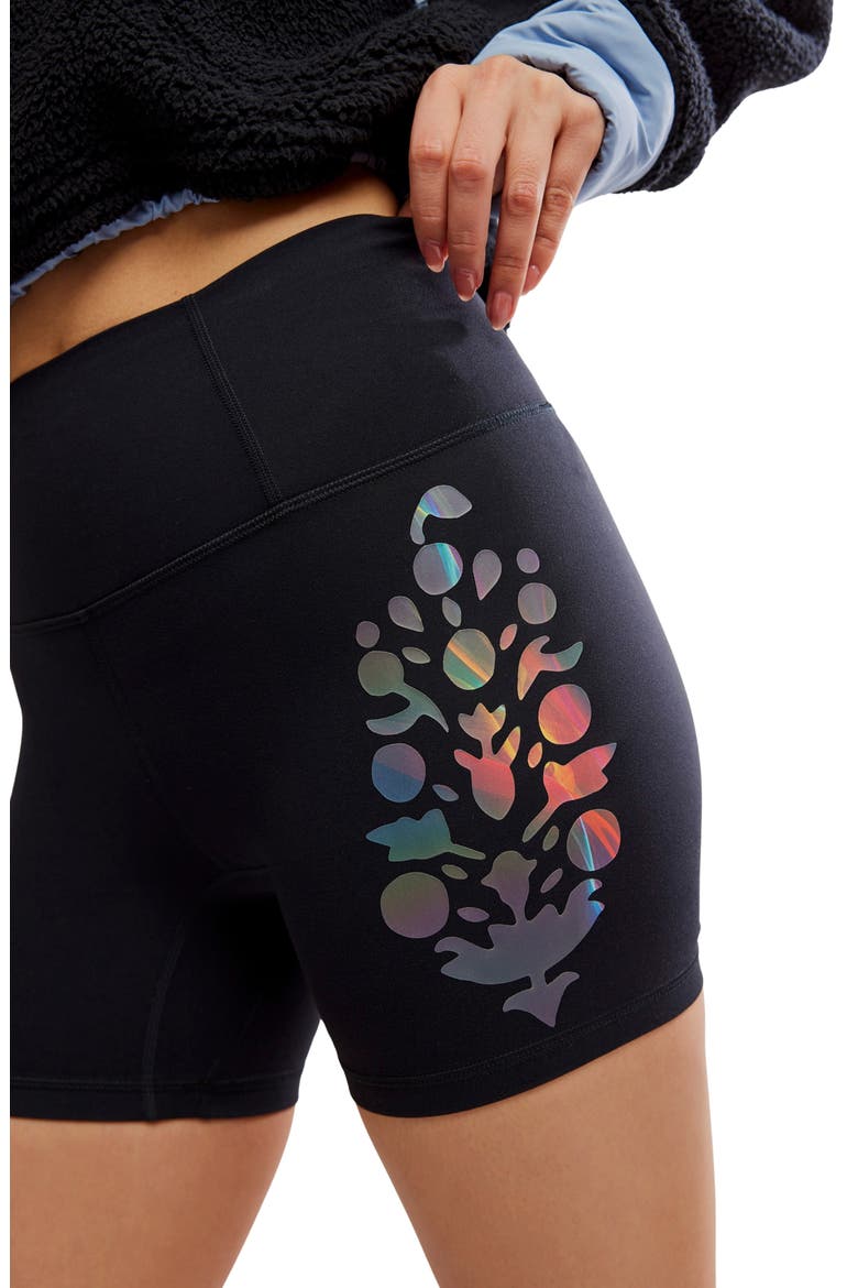 Metallic Logo Never Better Bike Shorts, Alternate, color, BLACK