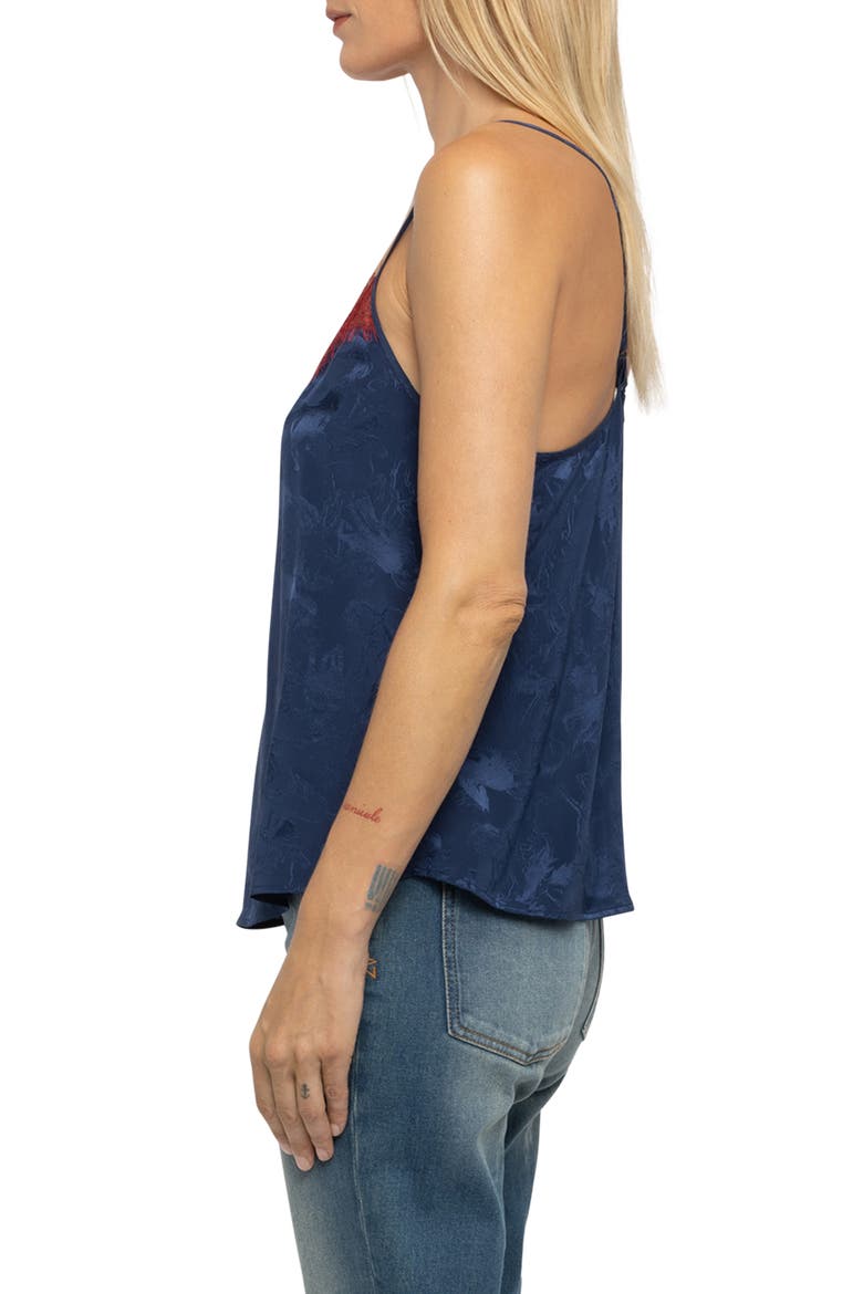 Cespa Horse Jacquard Silk Camisole, Alternate, color, MARINE