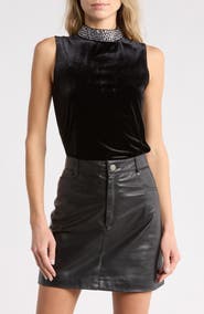 L'AGENCE Madelyn Embellished Mock Neck Top
