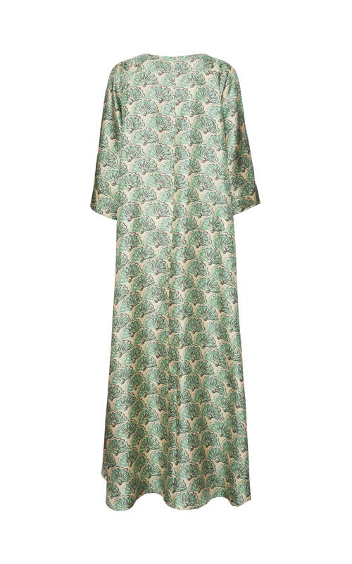 La Doublej Muumuu Printed Cotton Midi Dress In Fans Menta