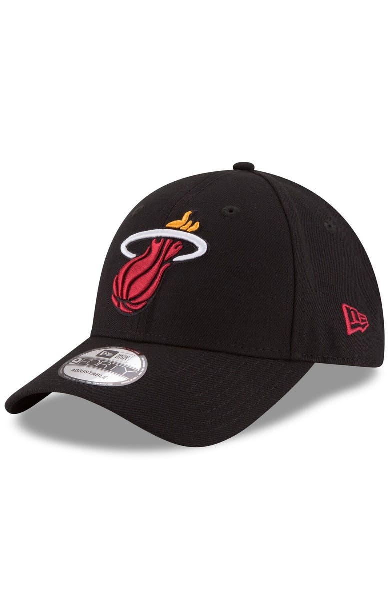 New Era Men's New Era Black Miami Heat Official Team Color 9FORTY Adjustable Hat, Main, color, 