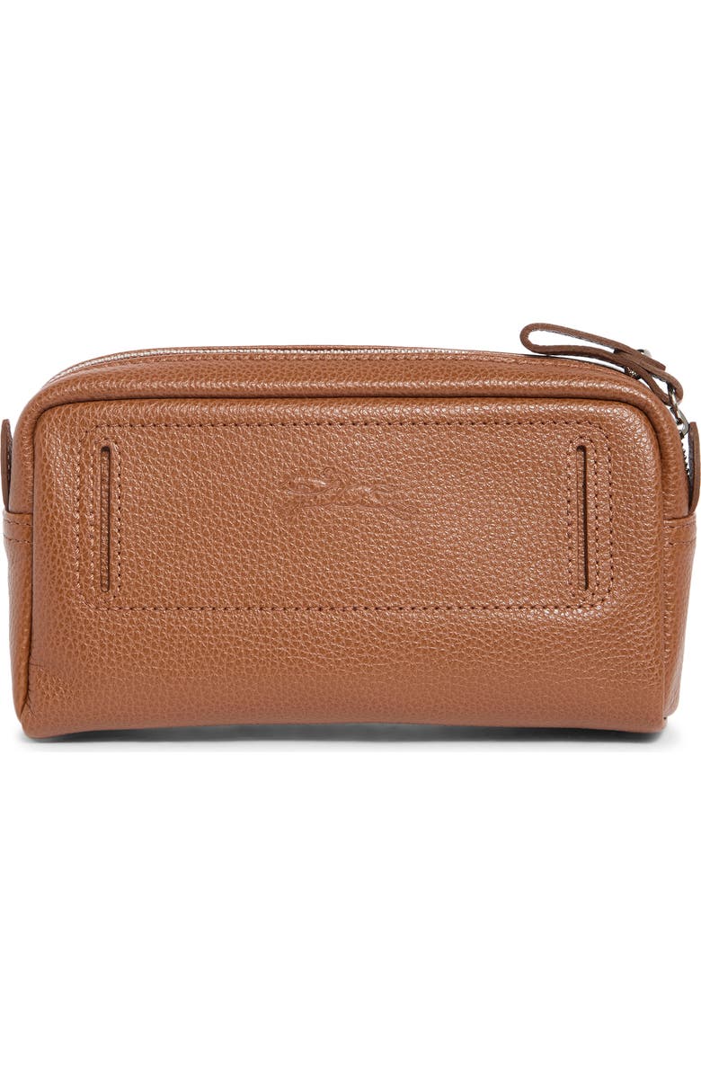 Longchamp Wide Cosmetic Case, Alternate, color, Cognac