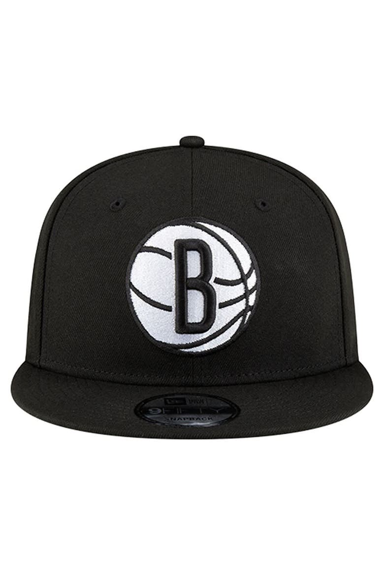 Men's New Era Black Brooklyn Nets 9FIFTY Snapback Hat, Alternate, color, Black
