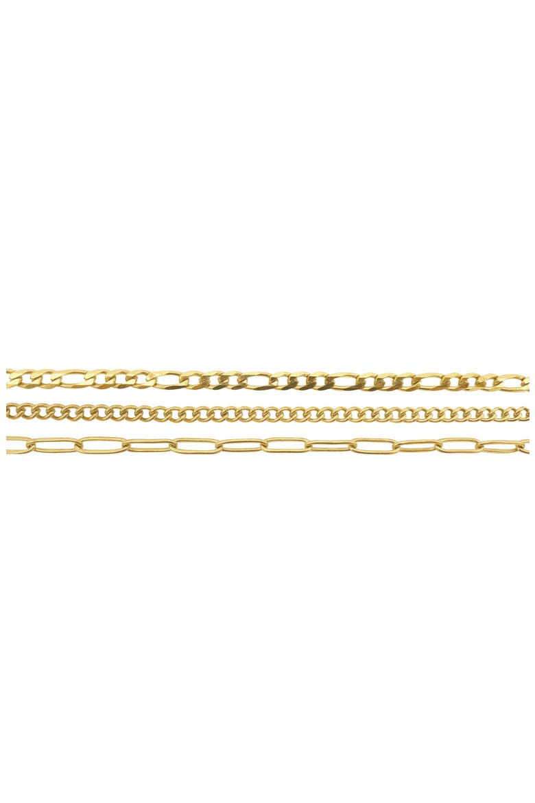 Set of 3 Water Resistant Mixed Chain Anklets, Alternate, color, YELLOW