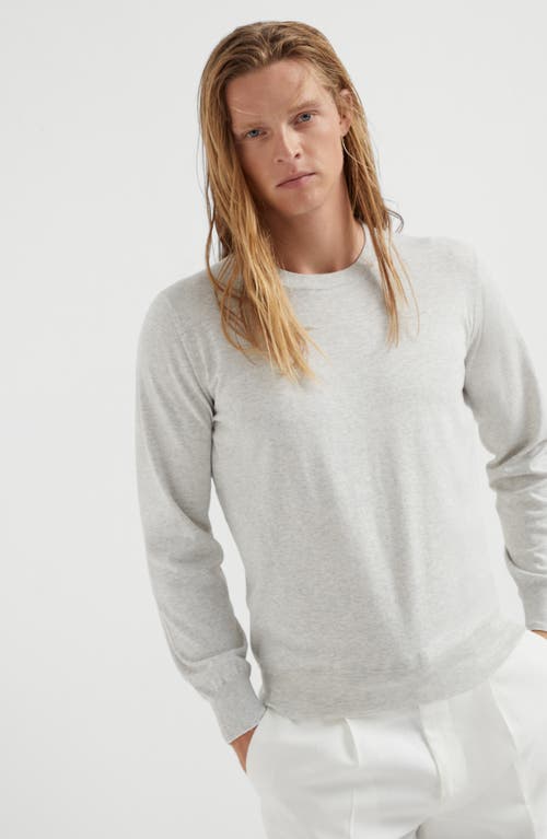 Brunello Cucinelli Light Grey Textured Sweater In Fog