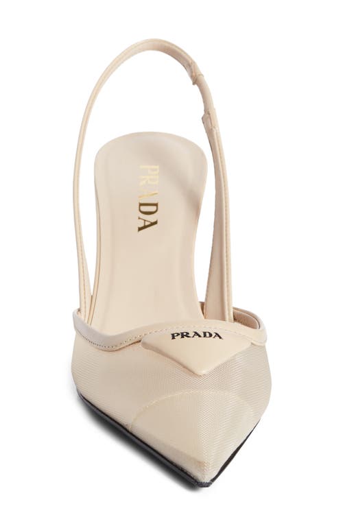Prada Mesh Slingback Pump In Travertino