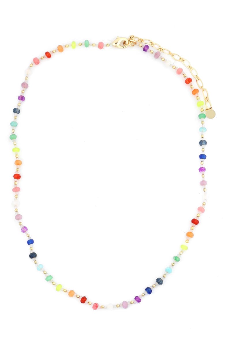 Panacea Mixed Crystal Beaded Necklace, Main, color, Gold Multi