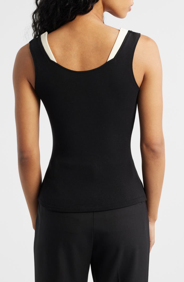 ARTLESS FOREVER Iris Layered Scoop Neck Tank, Alternate, color, Black White