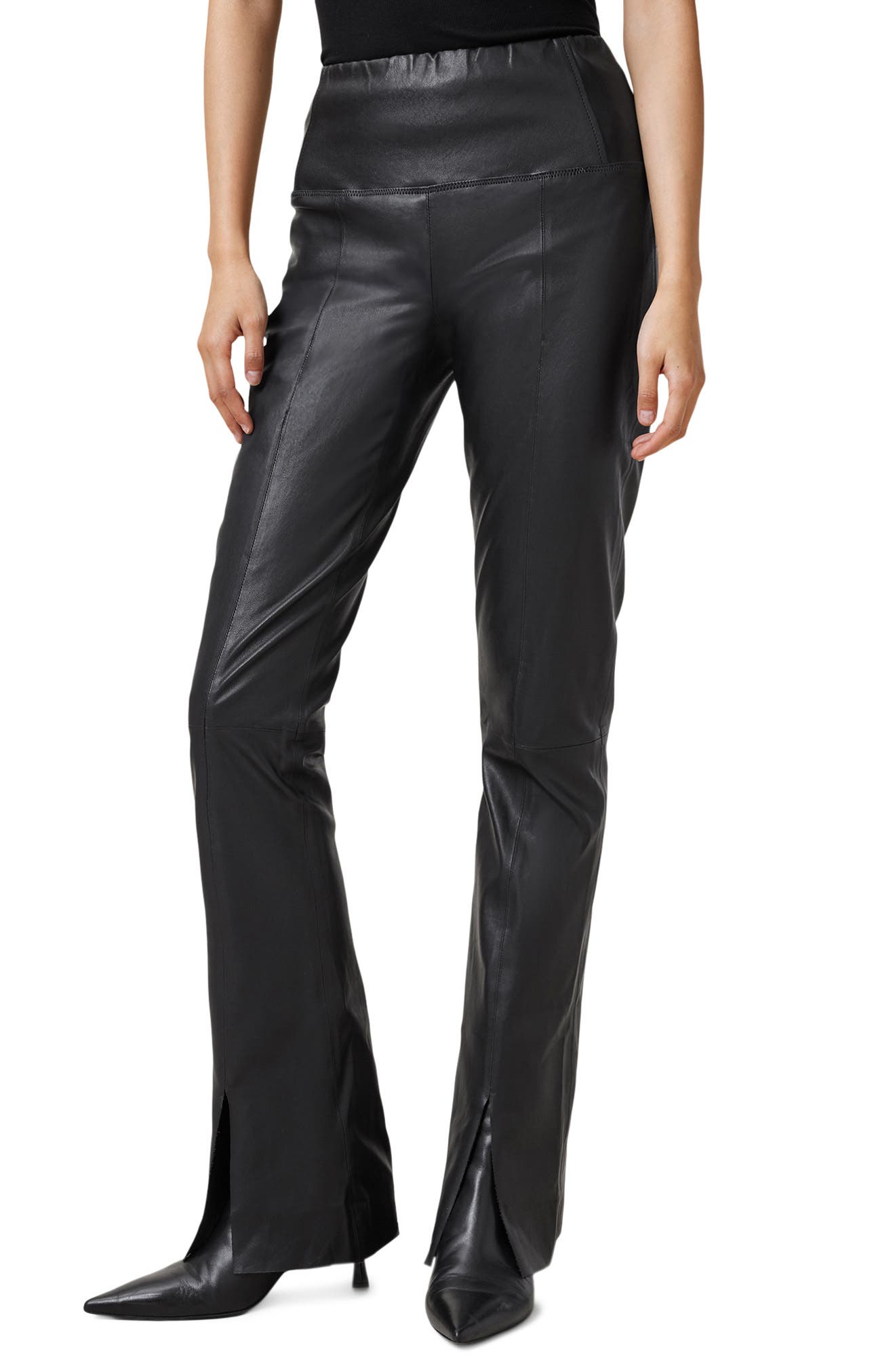 Cora Slit Flare Leather Pants