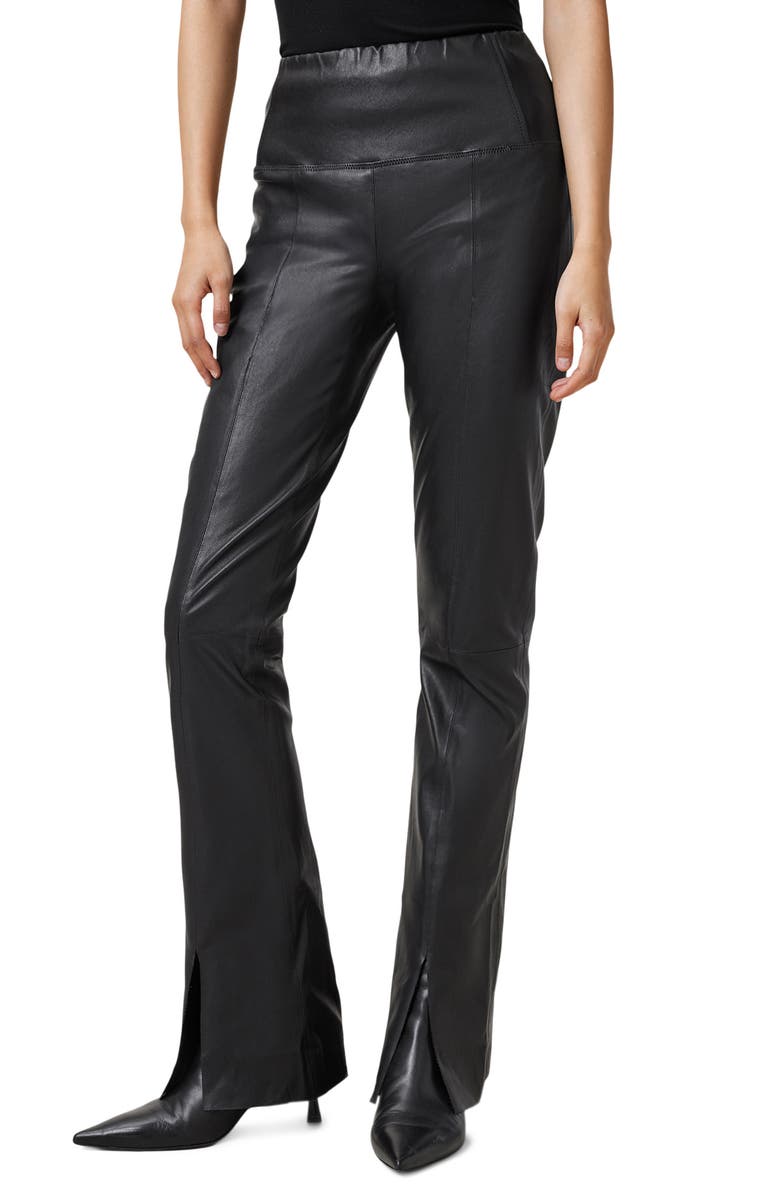 AllSaints Cora Slit Flare Leather Pants, Main, color,