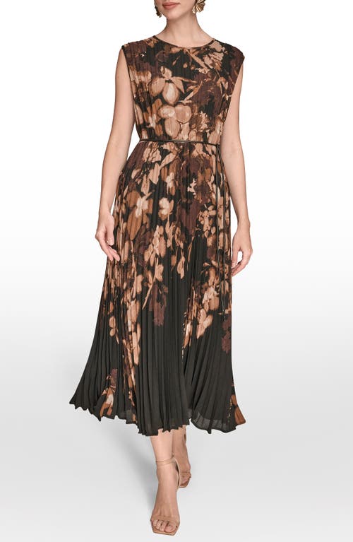 Donna Karan New York Belted Floral Georgette Midi Dress In Multi