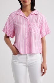 beachlunchlounge Biance Bubble Sleeve Button-Up Top