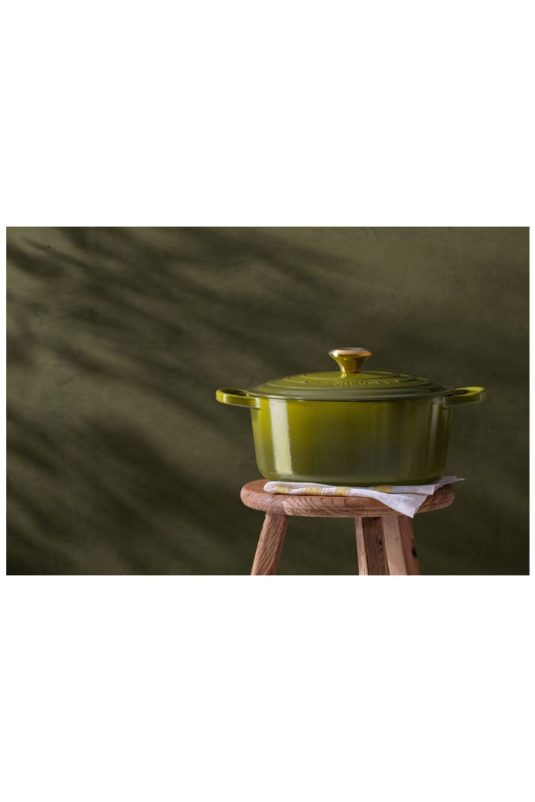 Signature 7.25-Quart Round Enamel Cast Iron Dutch Oven, Alternate, color, OLIVE