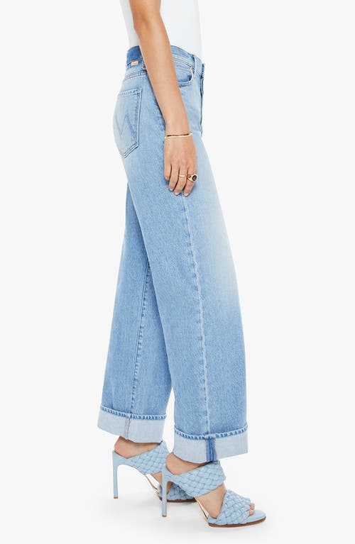 Mother The Dodger Button Hover Cuff Wide Leg Jeans In Blue