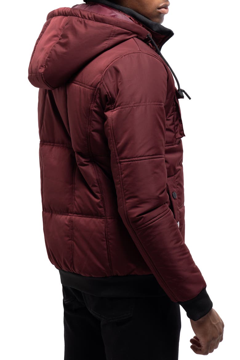 Hooded Puffer Jacket, Alternate, color, BURGUNDY