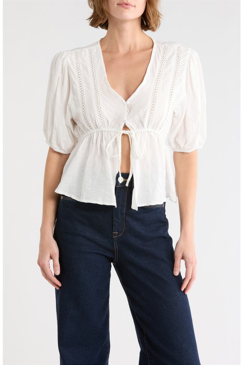 V-Neck Peasant Top, Main, color, WHITE