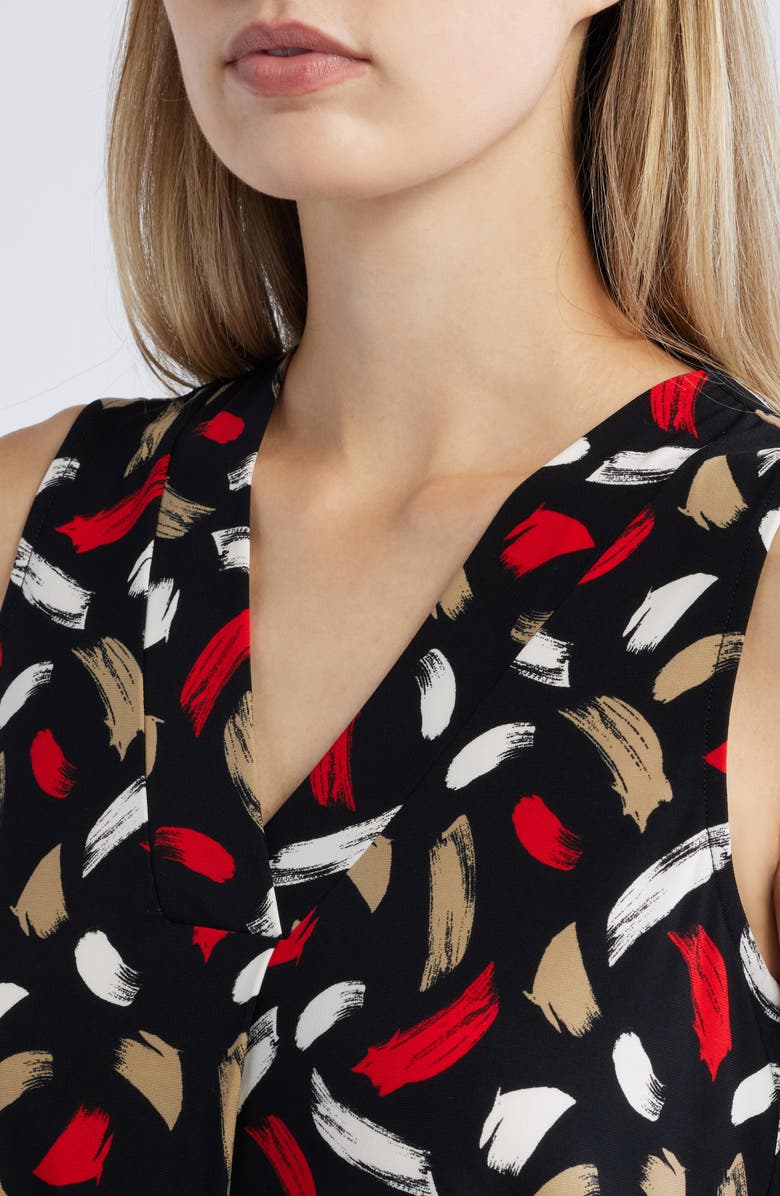 Anne Klein Brush Stroke Print Pleat Neck Shell, Alternate, color, 