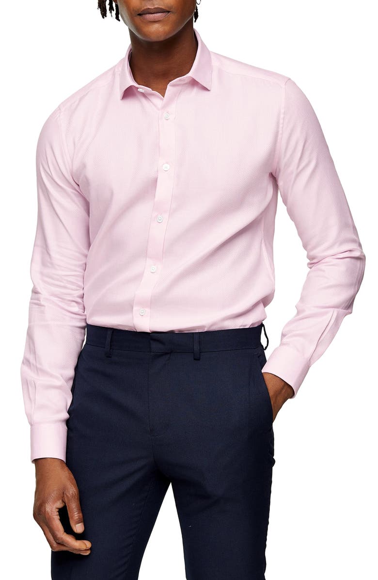 Topman Premium Textured Button-Up Shirt, Main, color, 