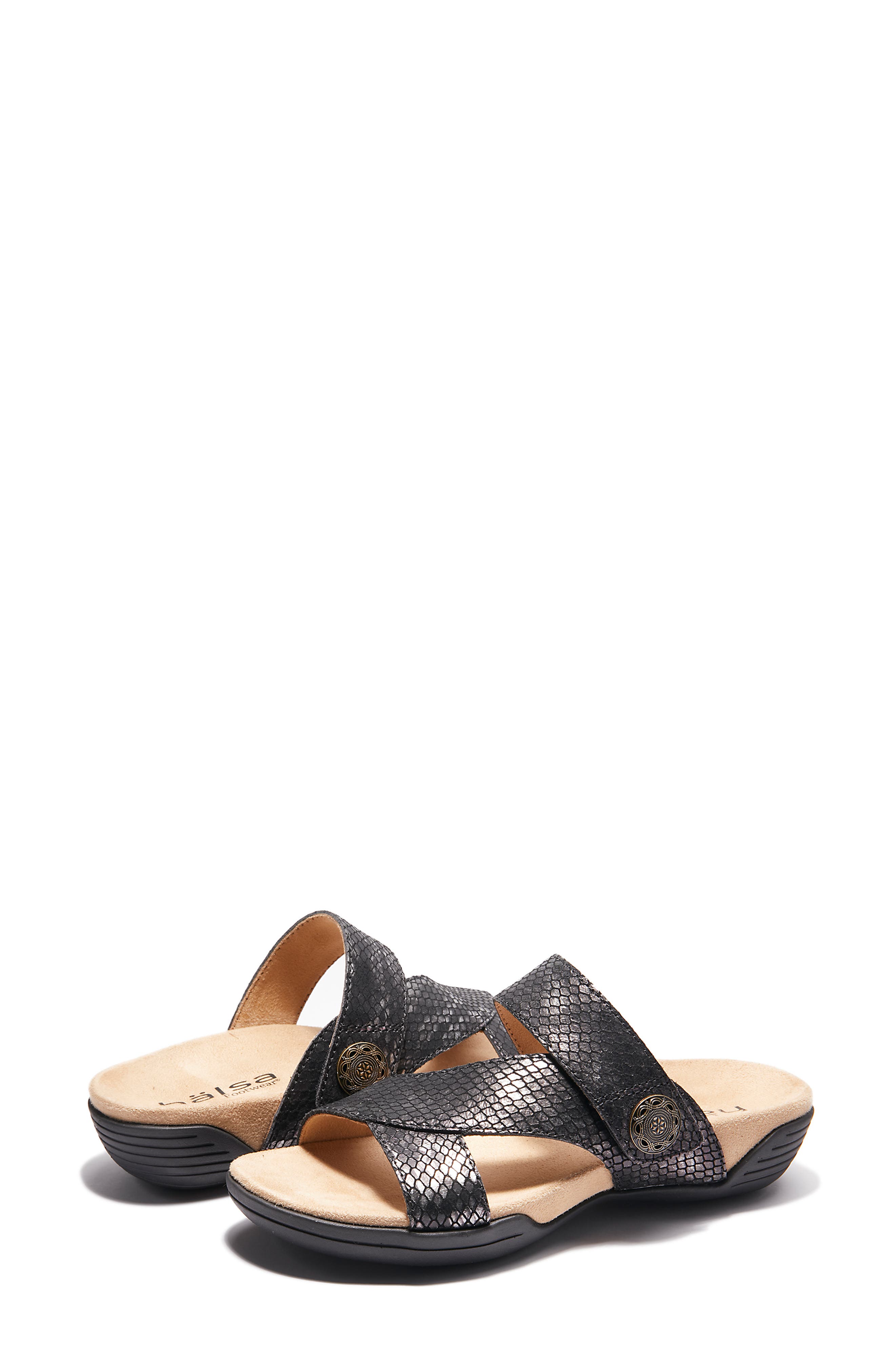 Hälsa Footwear Desiree Sandal, Alternate, color, Black/ Silver