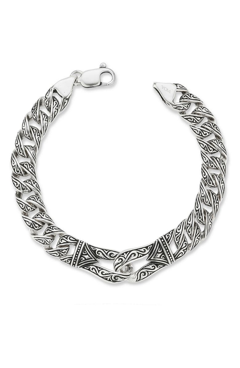 Yield of Men Men's Oxidized Engraved Bracelet, Main, color, 