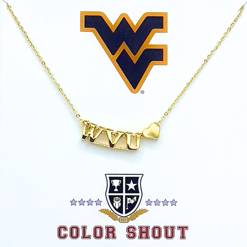 West Virginia University Gold Heart Necklace