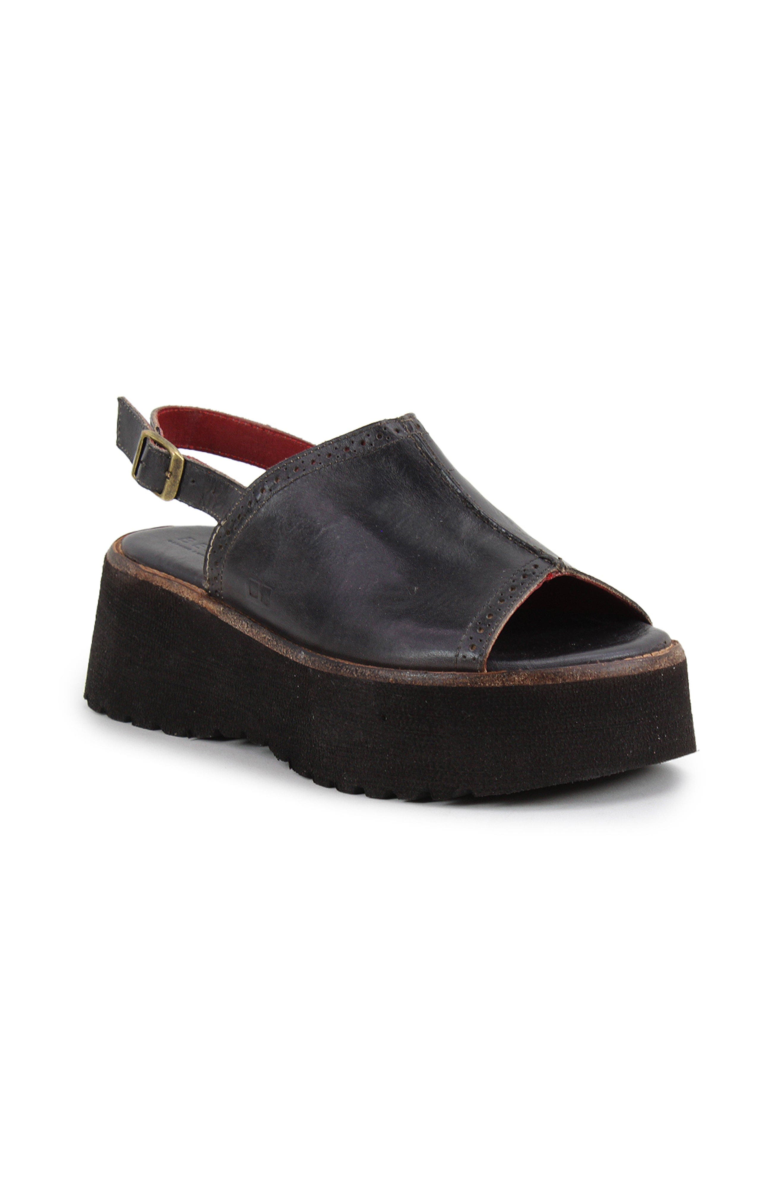 Bed Stu Library Platform Sandal, Main, color, Black Rustic