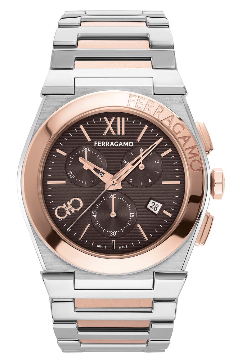 Vega Bracelet Chronograph Watch, 42mm, Main, color, TWO TONE