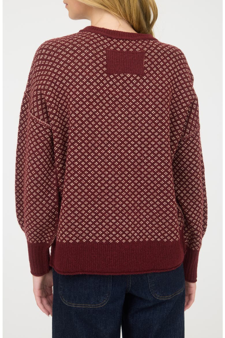 Mini Jacquard Crewneck Sweater, Alternate, color, BURGUNDY