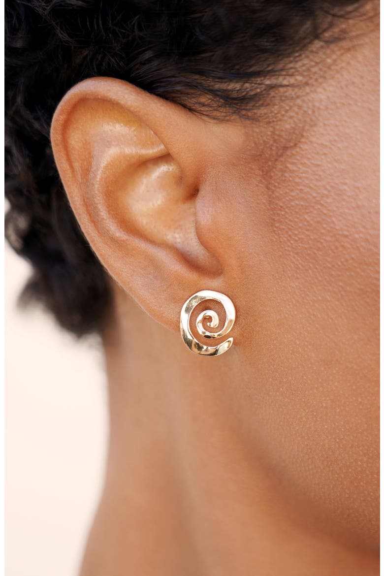 Aura Swirl Stud Earrings, Alternate, color, GOLD