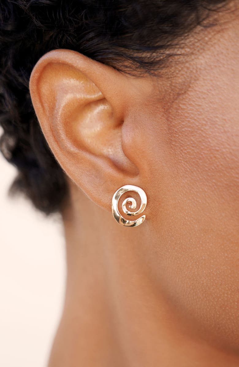 Ettika Aura Swirl Stud Earrings, Alternate, color, Gold