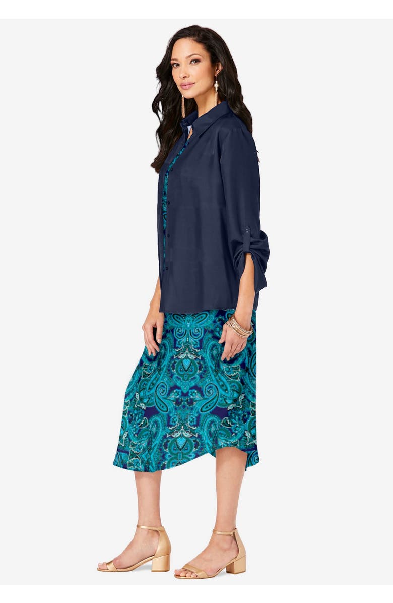 Roaman's Roll Tab Jacket Dress, Alternate, color, Natural Animal Print