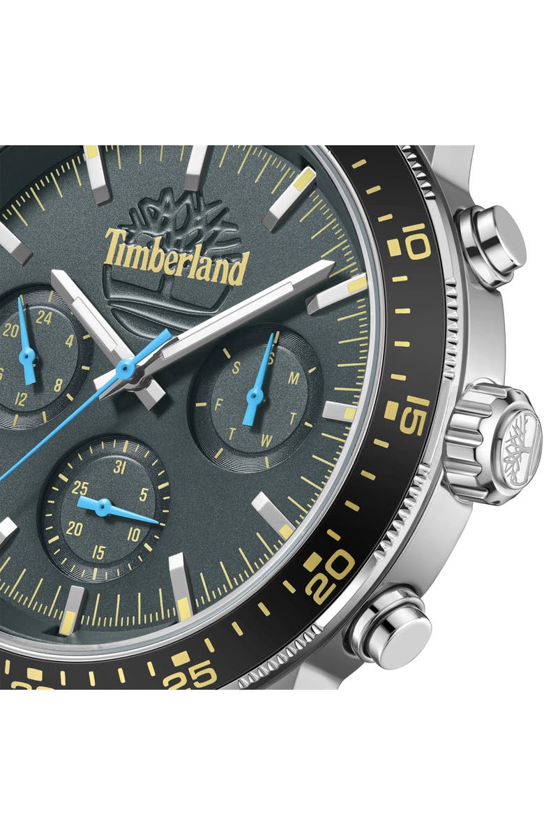 Timberland Parkman Multifunction Chronograph Leather Strap Watch, 44mm, Alternate, color, Dark Brown