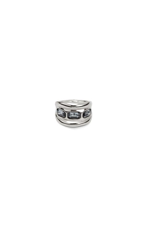 Triple Grey Crystal Ring