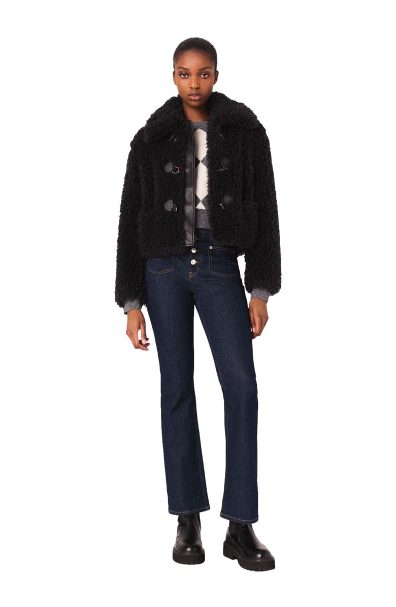 maje Short curly coat, Main, color, Anthracite Grey