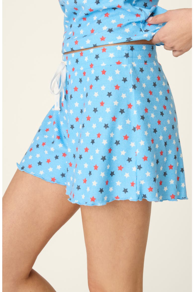 Star Spangled Waffle Knit Drawstring Shorts, Alternate, color, BAY BLUE