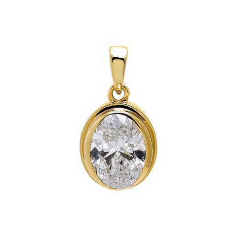 Lab Grown Diamond Oval Bezel Pendant 14K