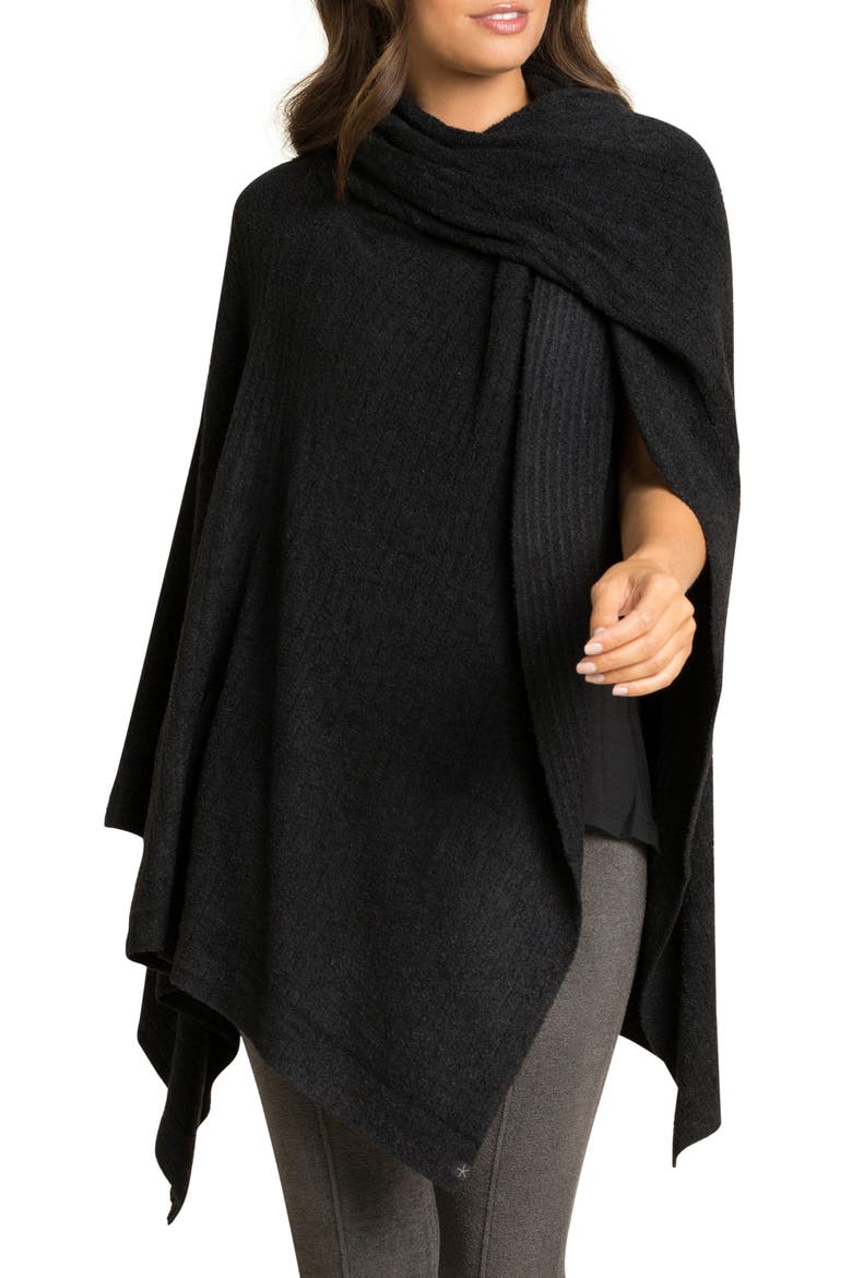 CozyChic Lite® Ribbed Travel Wrap, Main, color, BLACK
