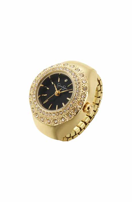Jessica Simpson Miligrain Crystal Ring Watch, 22mm